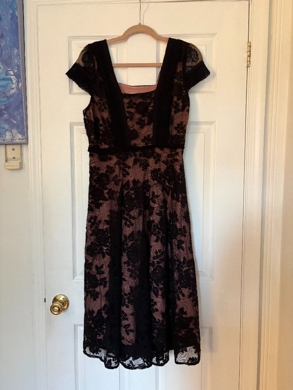 NWOT Anthropologie Moulinette Soeurs Black Lace Overlay Dress Sz 14 - Picture 2 of 5